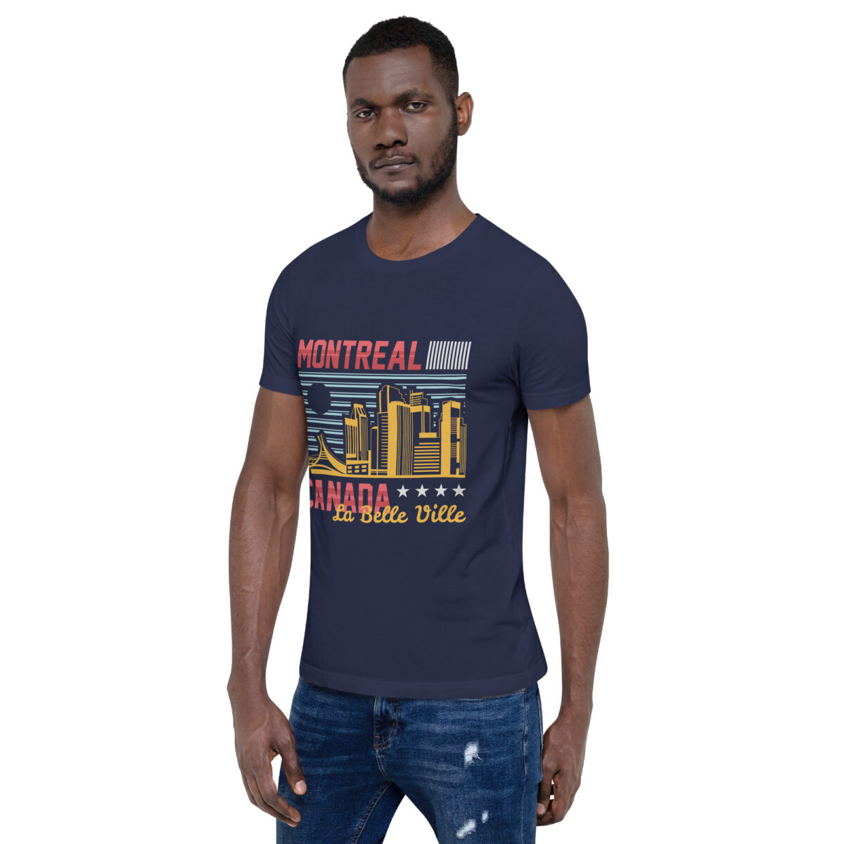 unisex staple t shirt navy left front 63e50060dc3a8