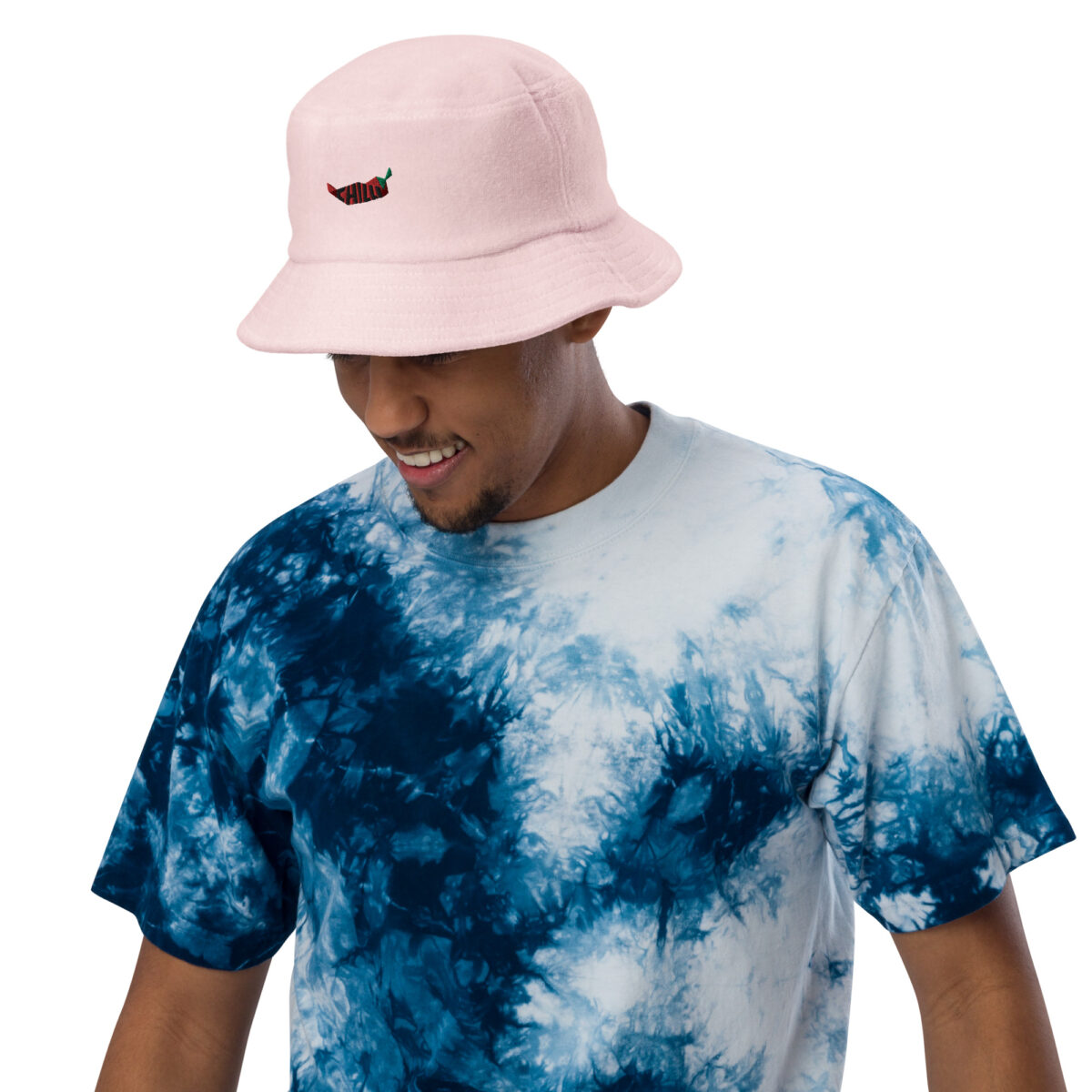 unstructured terry cloth bucket hat light pink front 641223150e8c1