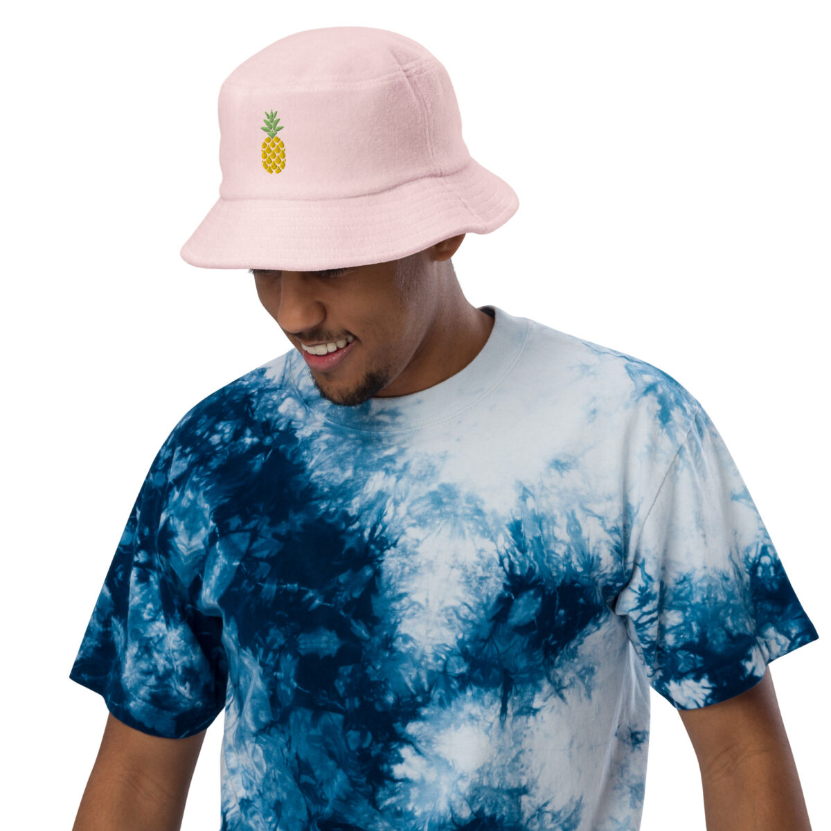 unstructured terry cloth bucket hat light pink front 64133506da4e4