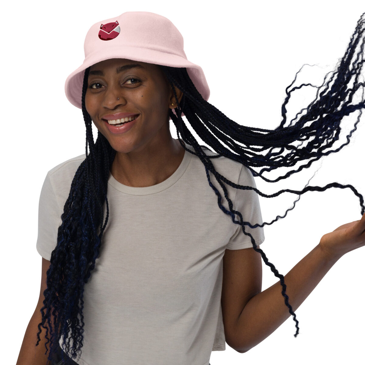 unstructured terry cloth bucket hat light pink front 6413a523578d4