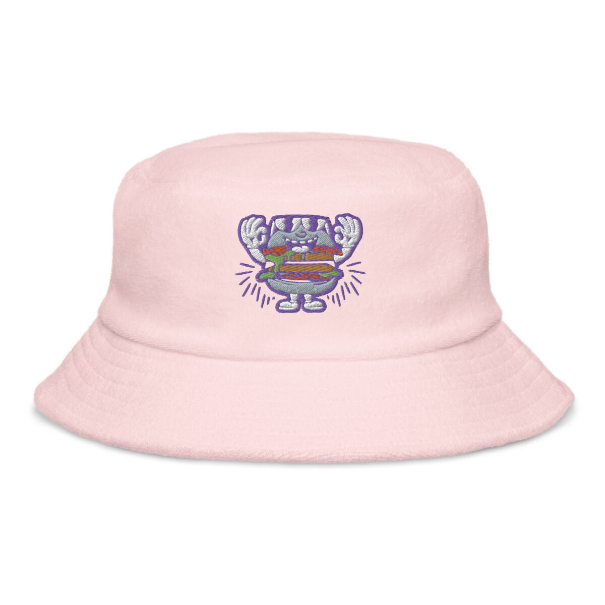 unstructured terry cloth bucket hat light pink front 6414c32cd0167