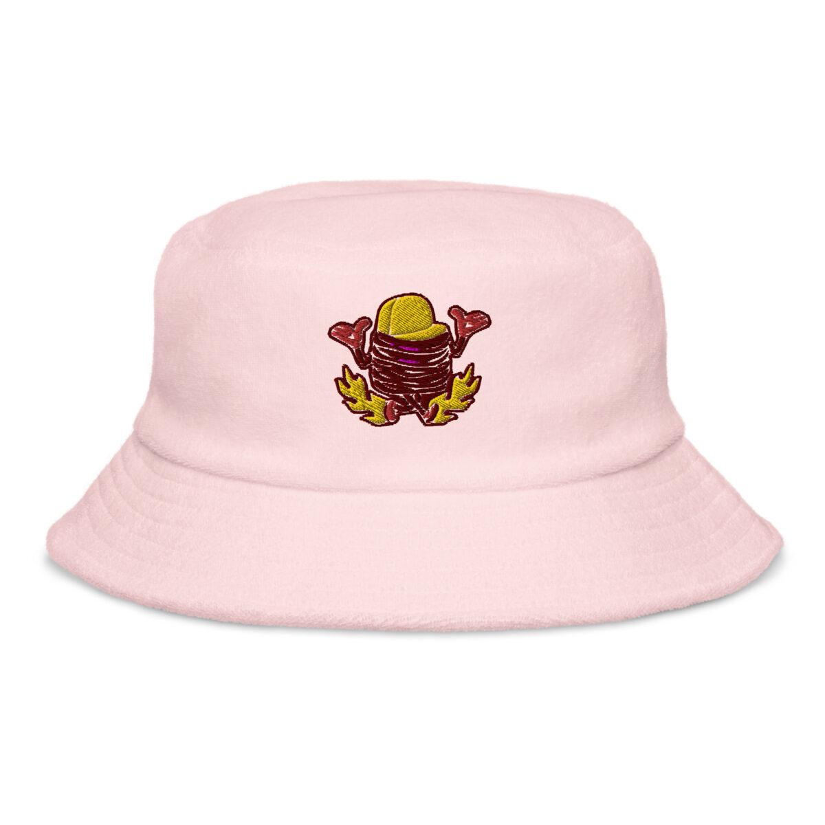 unstructured terry cloth bucket hat light pink front 6414c5a792425