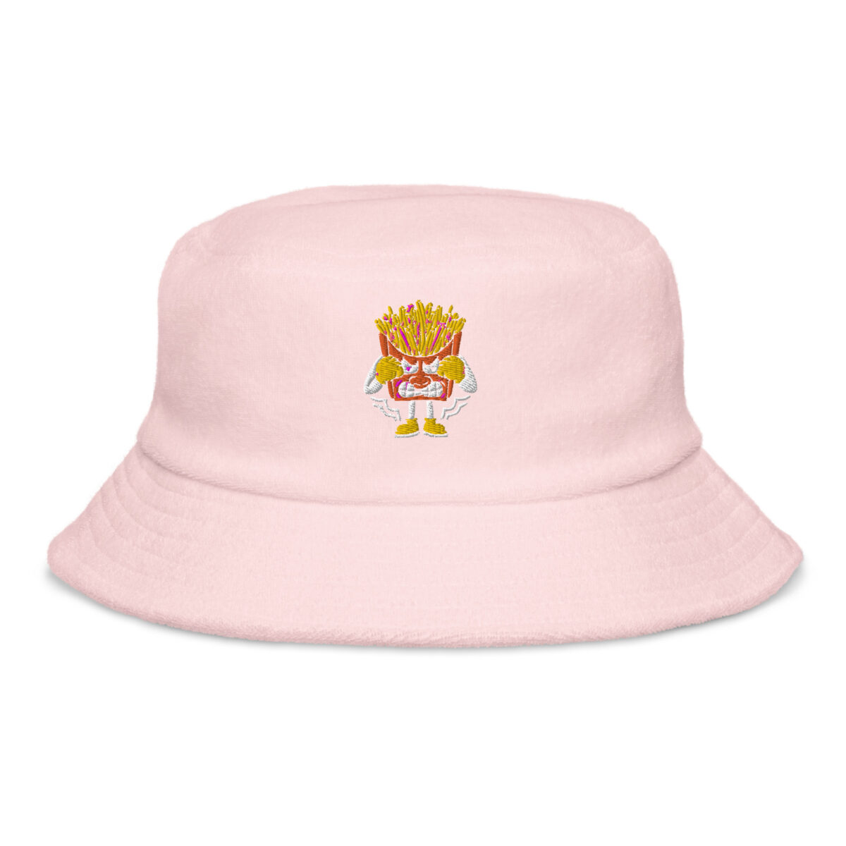 unstructured terry cloth bucket hat light pink front 6418e5e670b7e