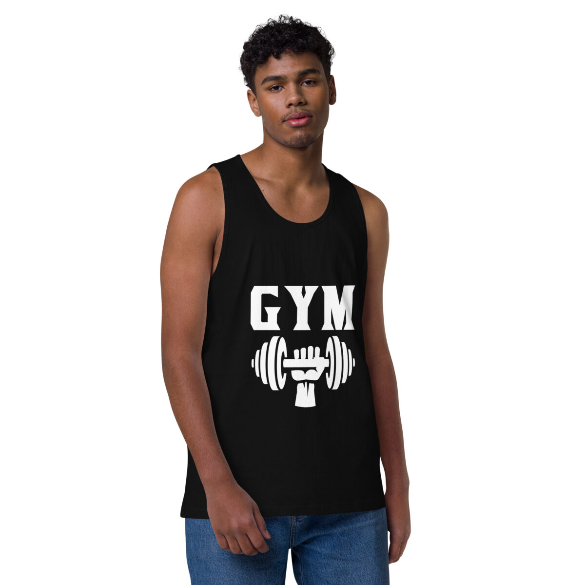 mens premium tank top black front 643d654c25f3b