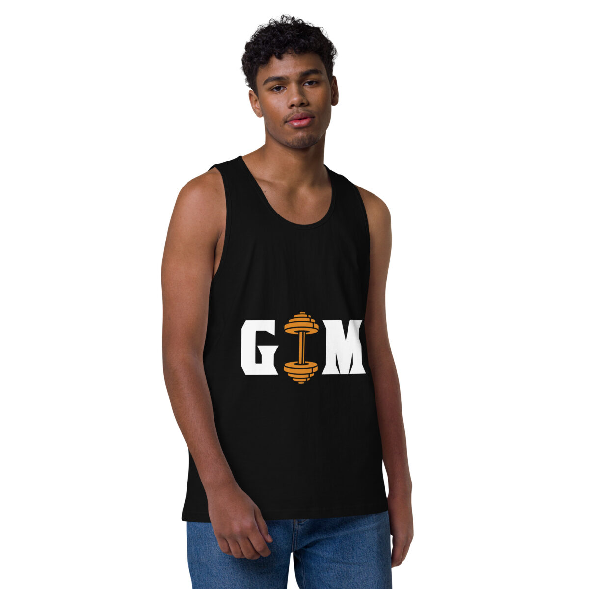 mens premium tank top black front 643d67a4d3d2f