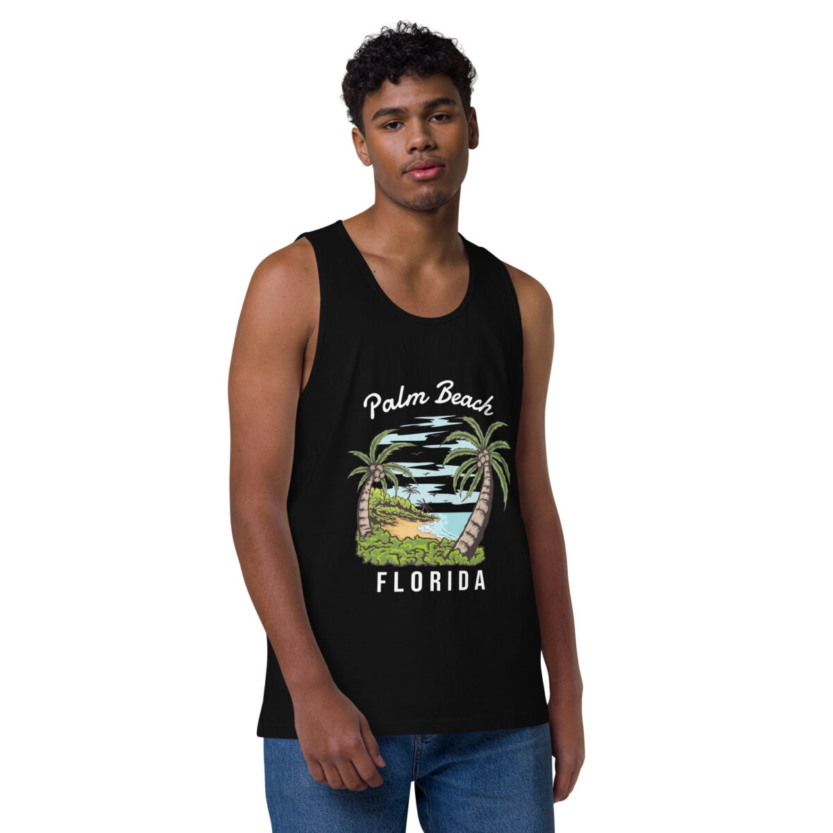 mens premium tank top black front 643ff5d2694c0