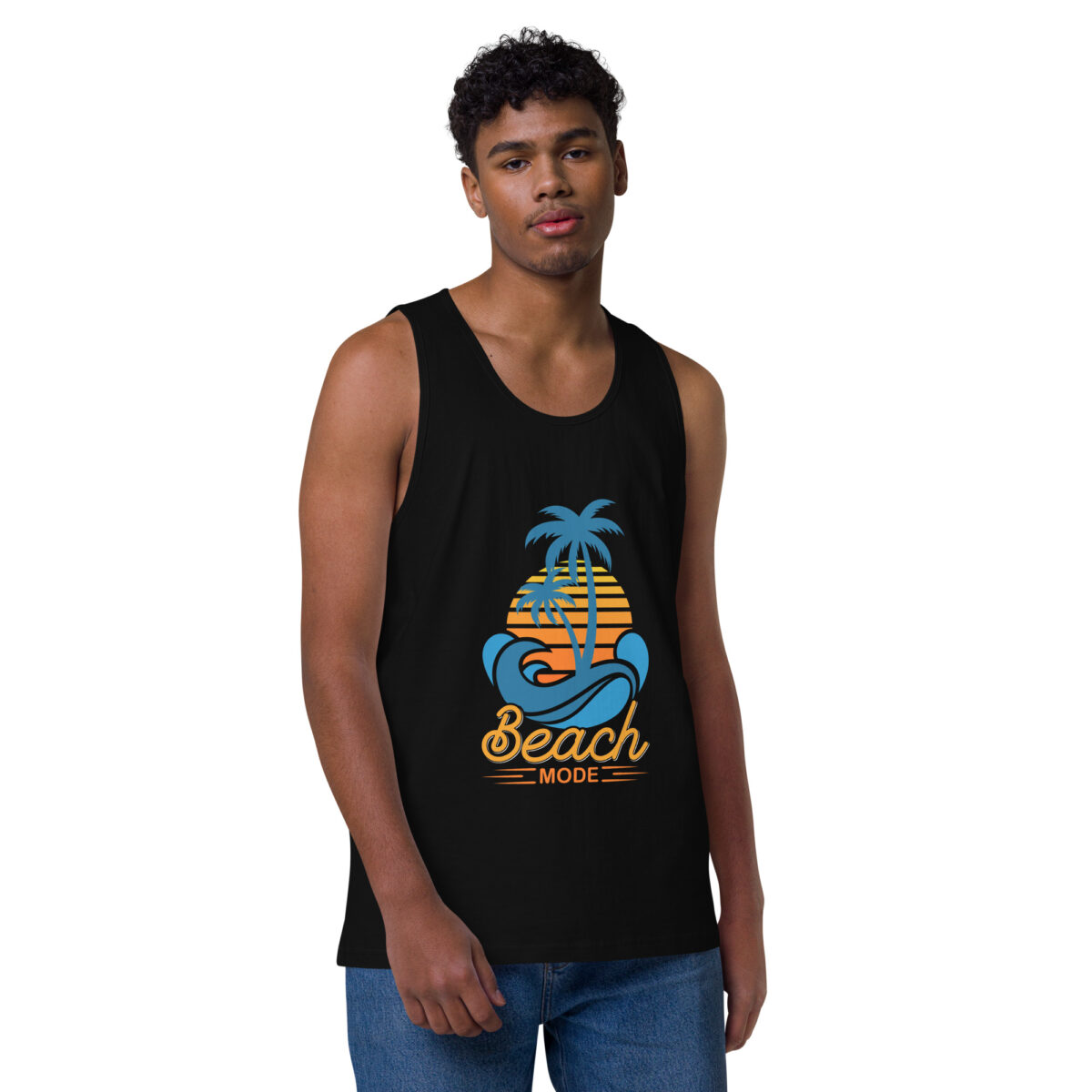 mens premium tank top black front 6447b79390d29