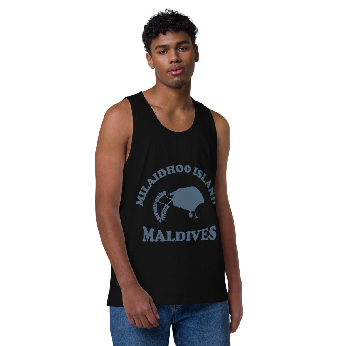 mens premium tank top black front 644a9f36de2b4