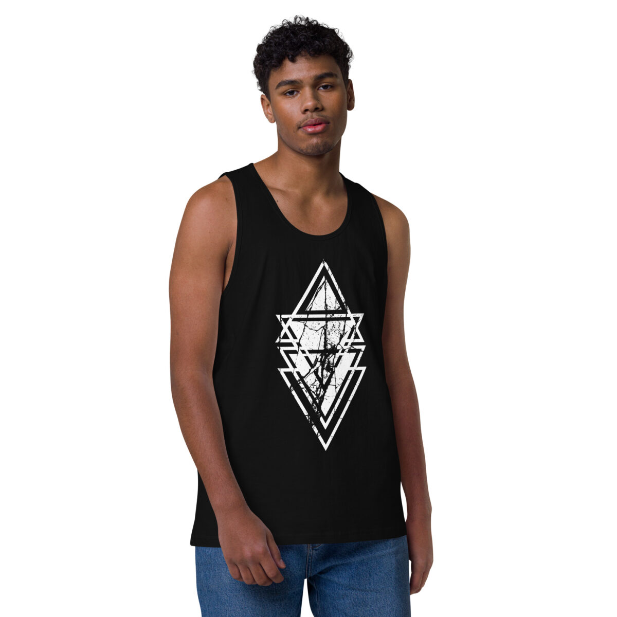 mens premium tank top black front 644bf85a9db45