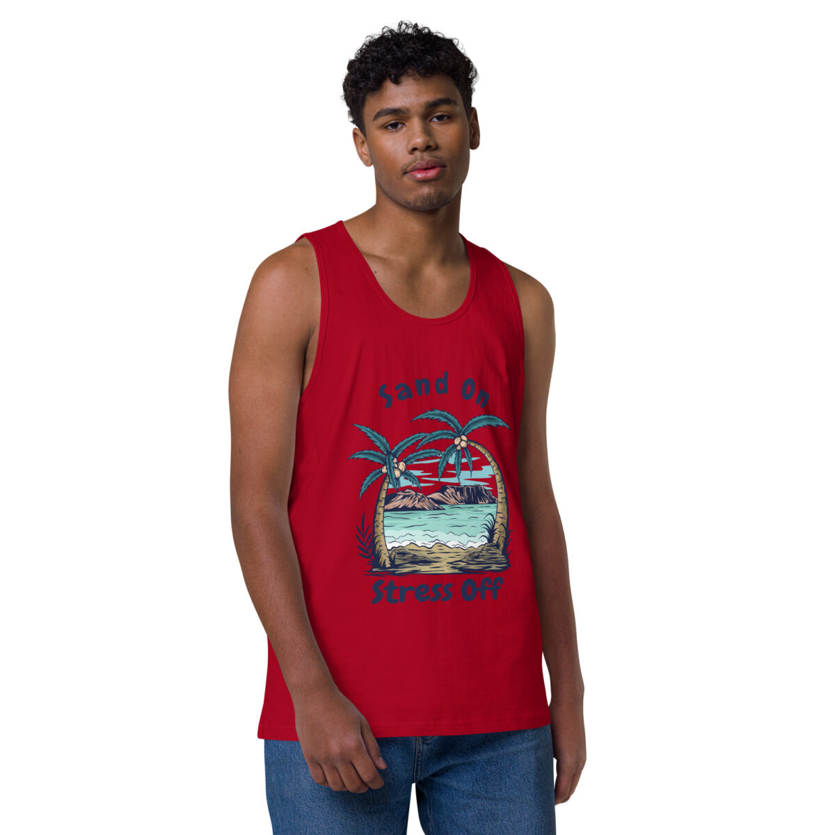 mens premium tank top red front 643fe9976e9d5