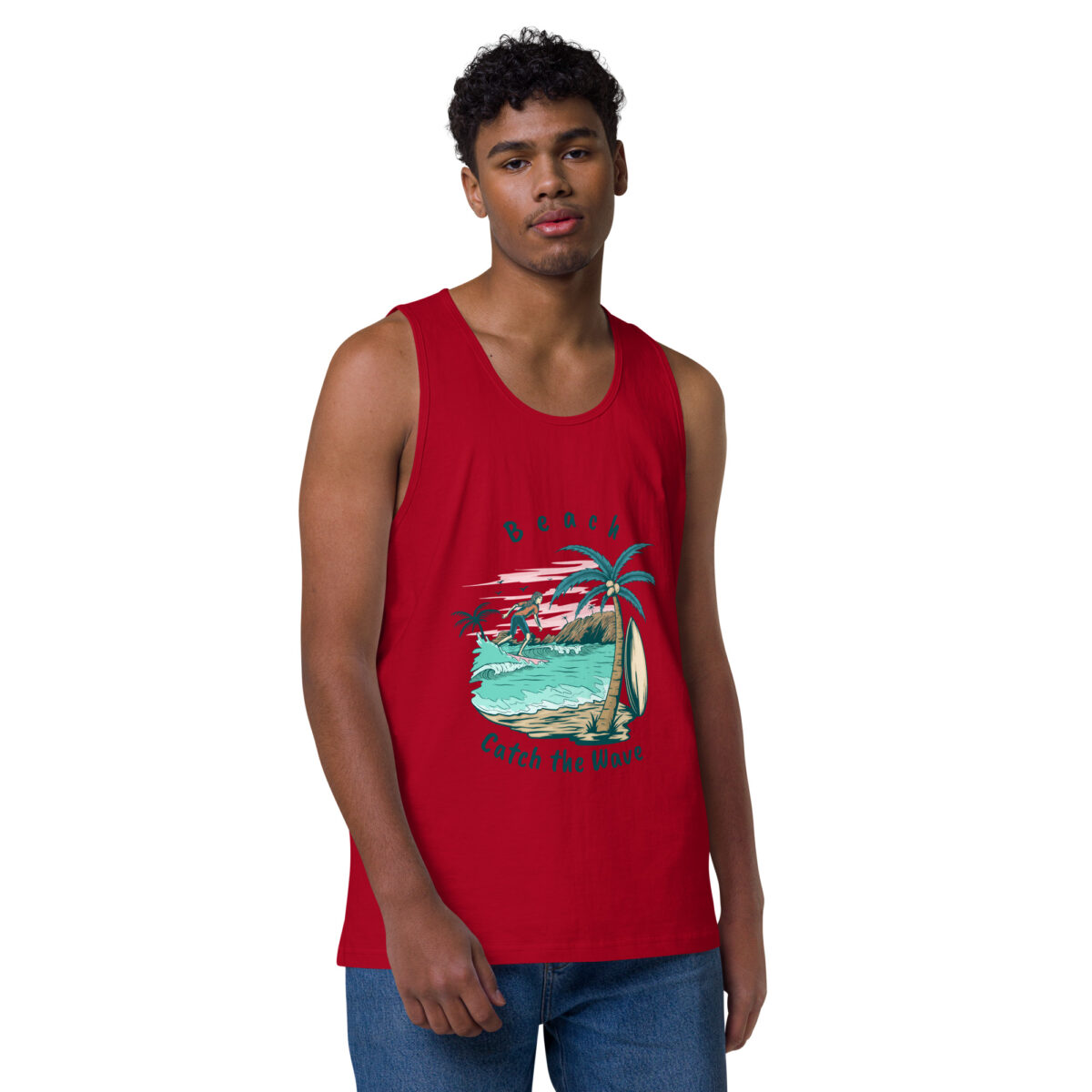 mens premium tank top red front 6440060b6ca58