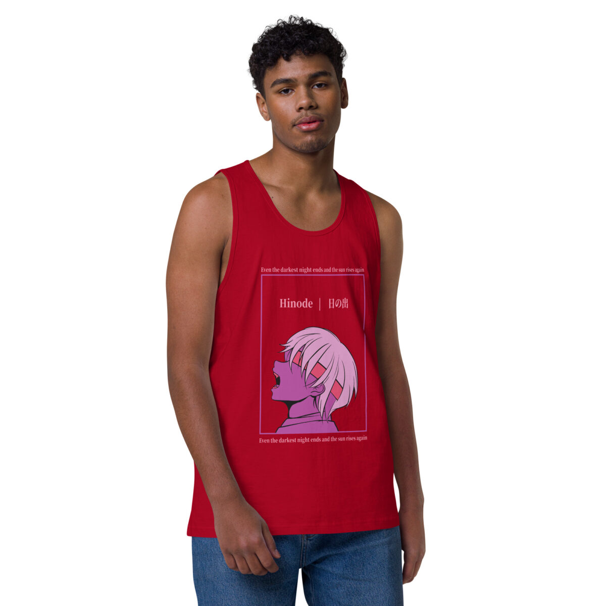 mens premium tank top red front 644a517888642