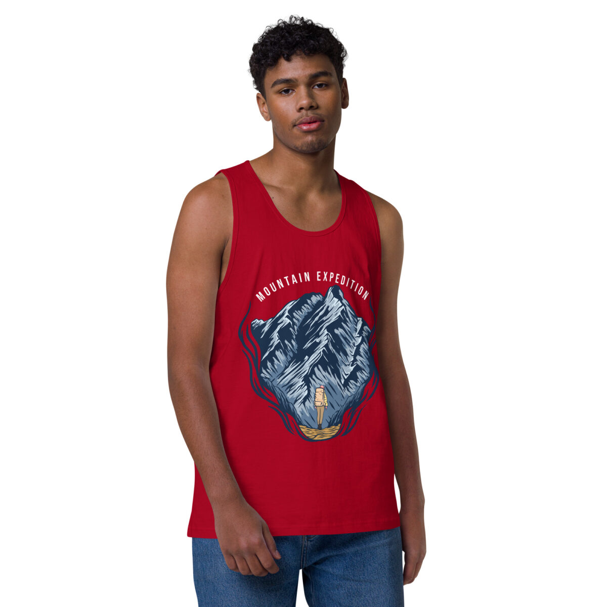 mens premium tank top red front 644a7590f3d4f