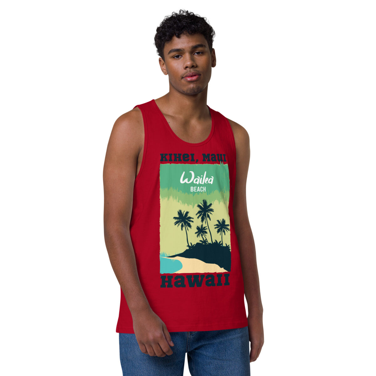 mens premium tank top red front 644a79378c6a0