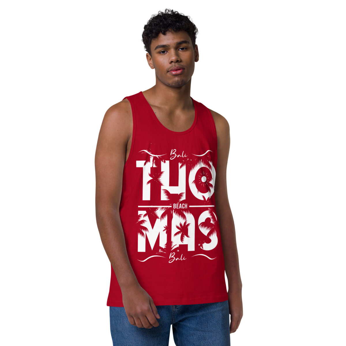 mens premium tank top red front 644a7d47056b2