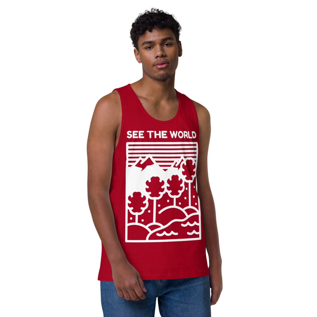 mens premium tank top red front 644b9c24b8758