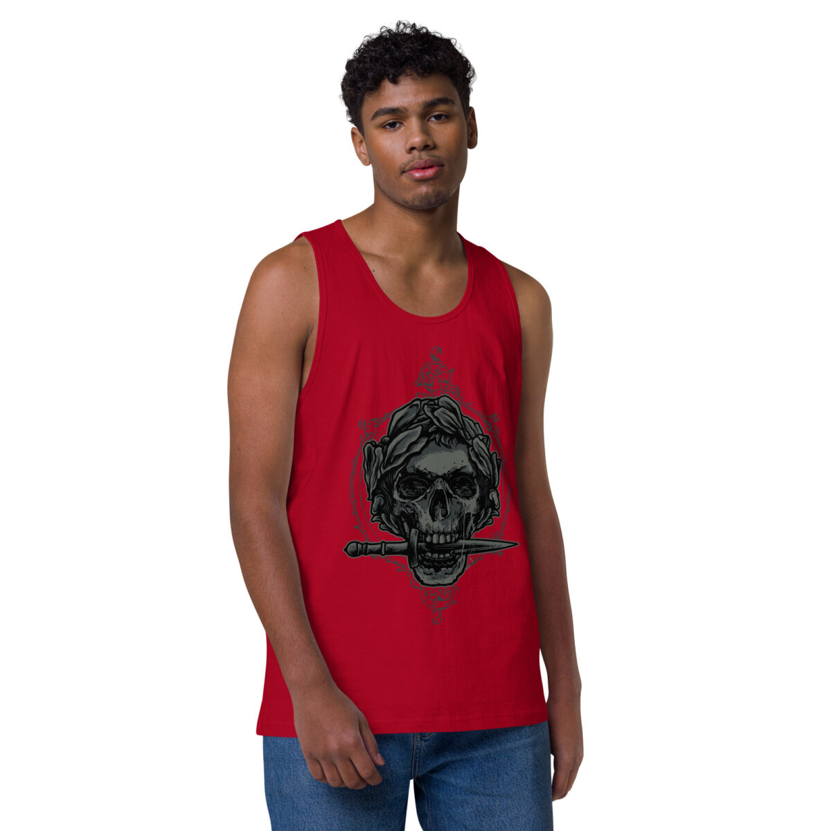 mens premium tank top red front 644bfa8164e38