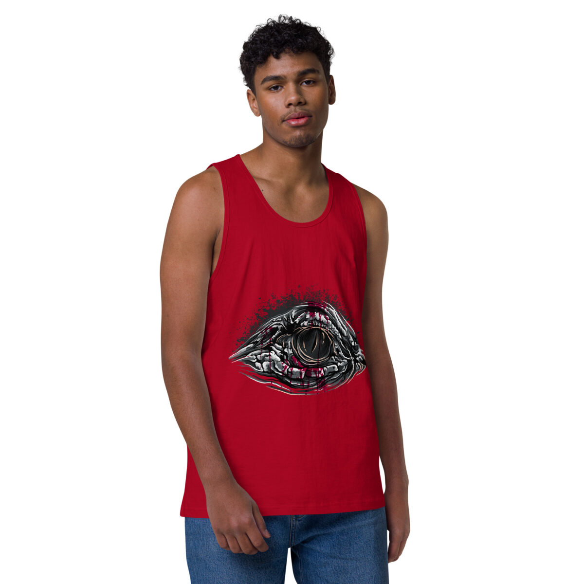 mens premium tank top red front 644bfb6468c49