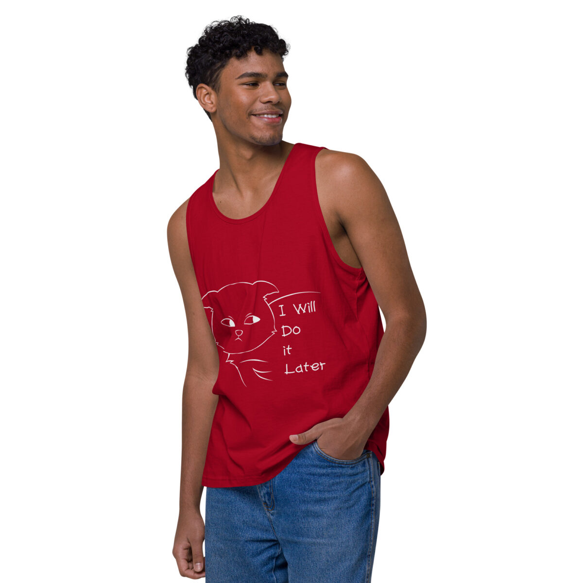 mens premium tank top red left front 644baeacd1e79