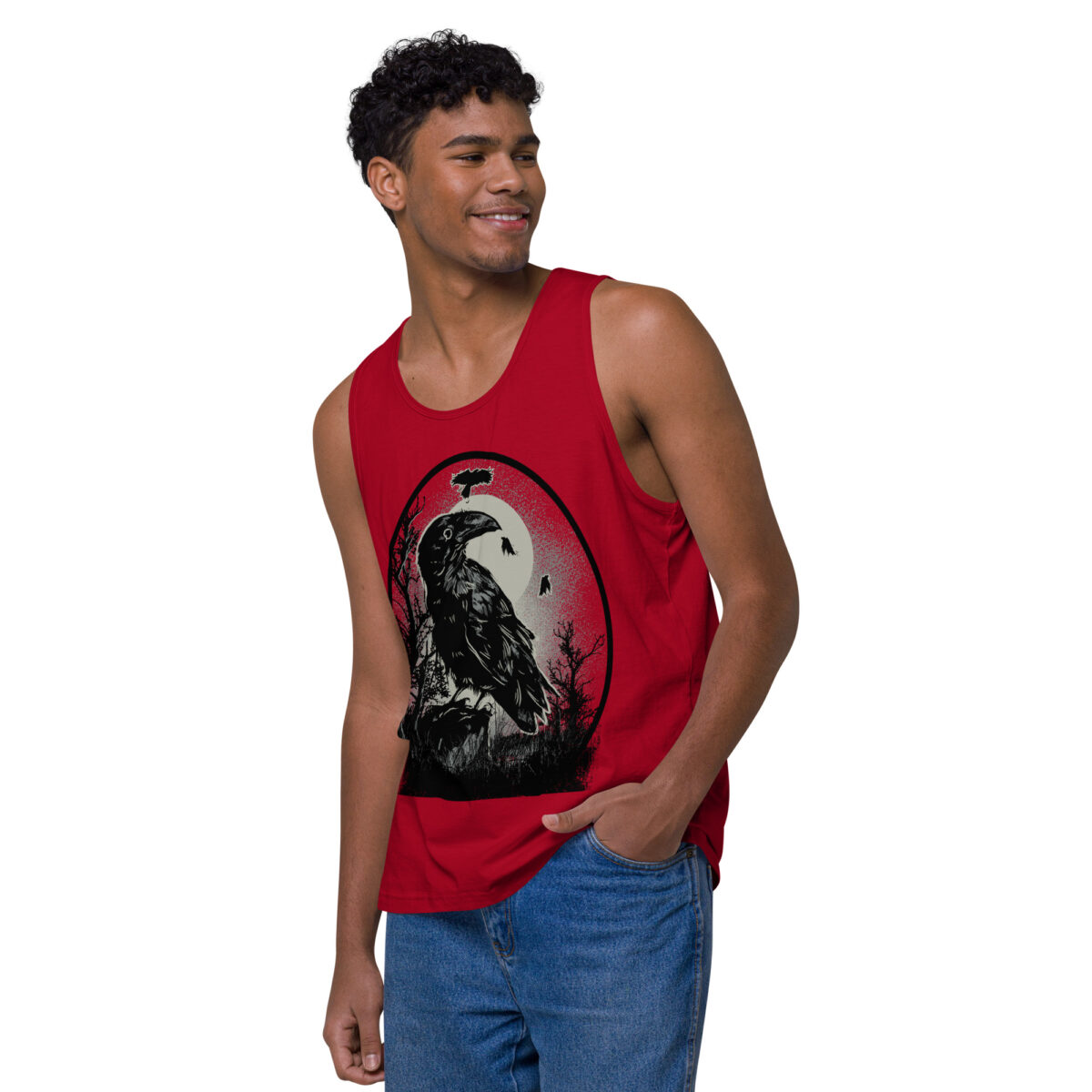 mens premium tank top red left front 644be12528028