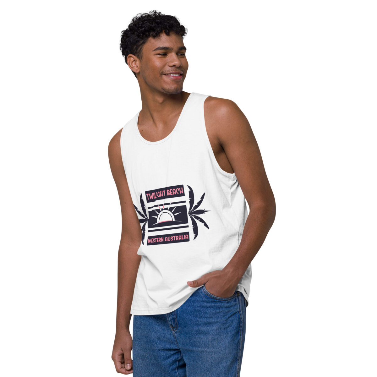 mens premium tank top white left front 644a7b14c8162