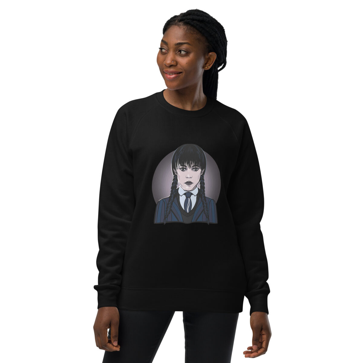 unisex raglan sweatshirt black front 643d1ebb45369