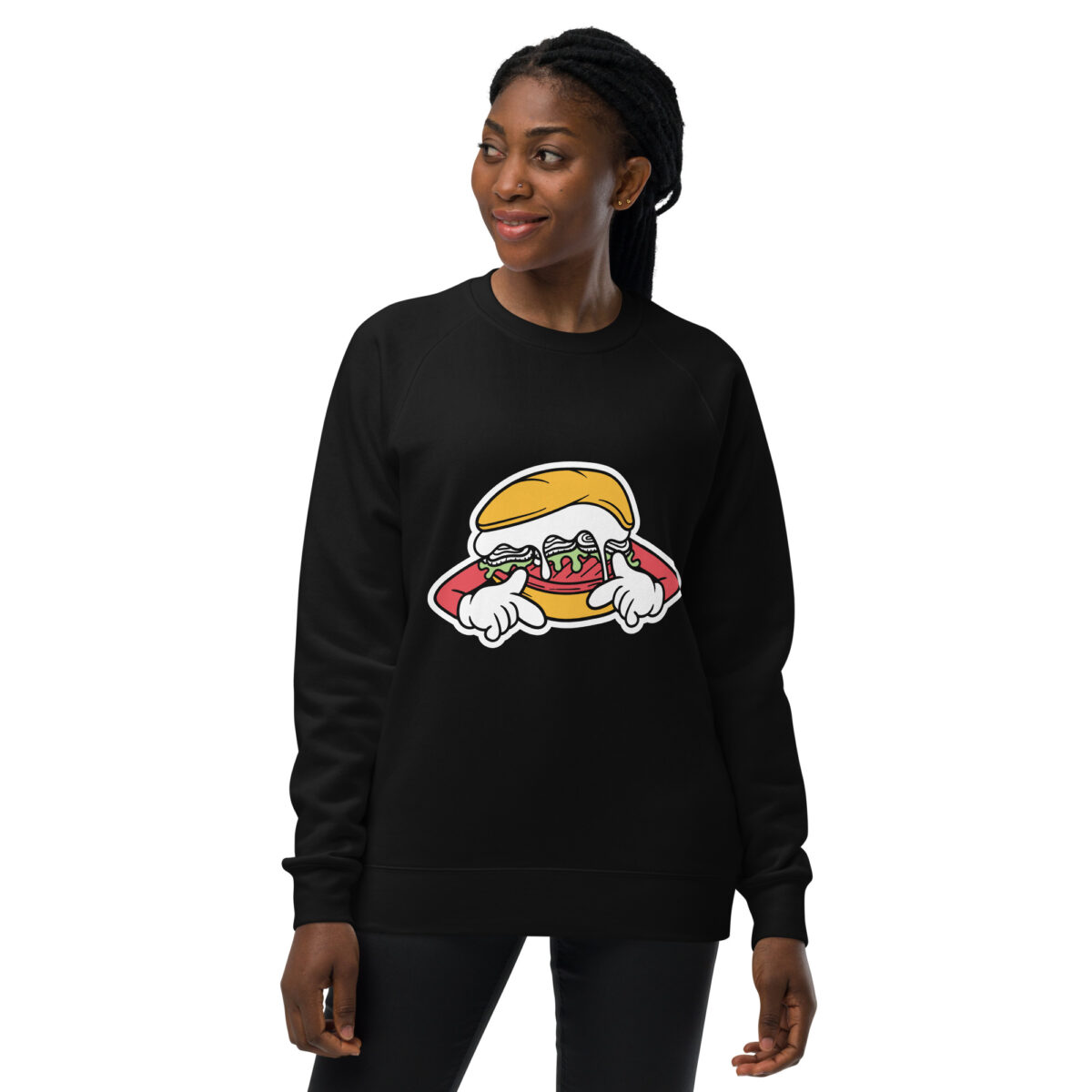 unisex raglan sweatshirt black front 643d4143b246f