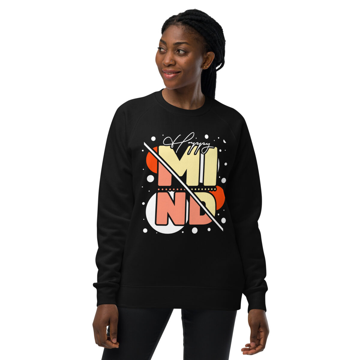 unisex raglan sweatshirt black front 643d844908045