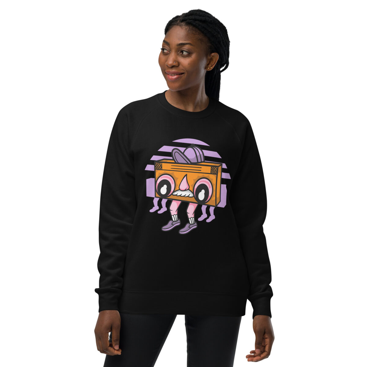 unisex raglan sweatshirt black front 643e72be00c4f