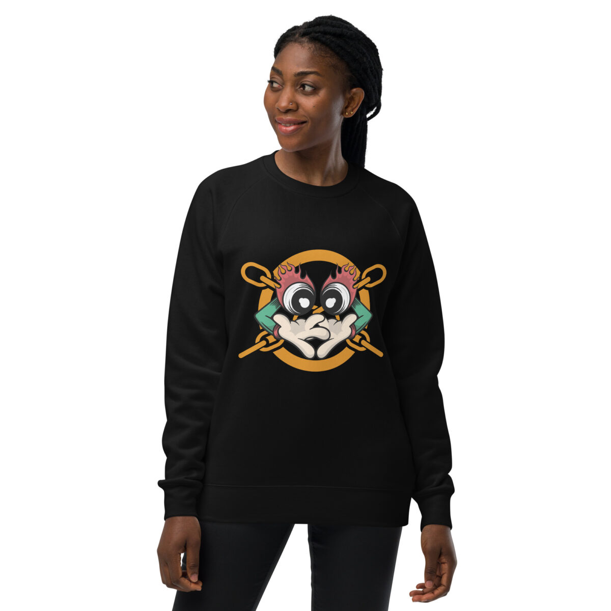 unisex raglan sweatshirt black front 643e7489494e9