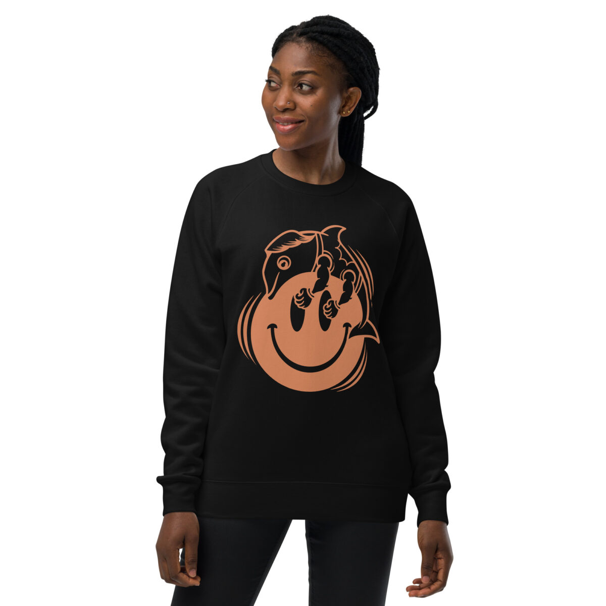 unisex raglan sweatshirt black front 643e7505b5c77