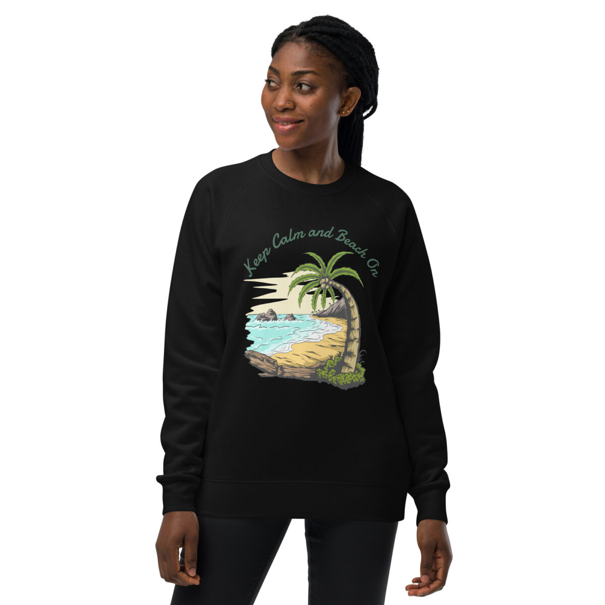 unisex raglan sweatshirt black front 643fbe515586a