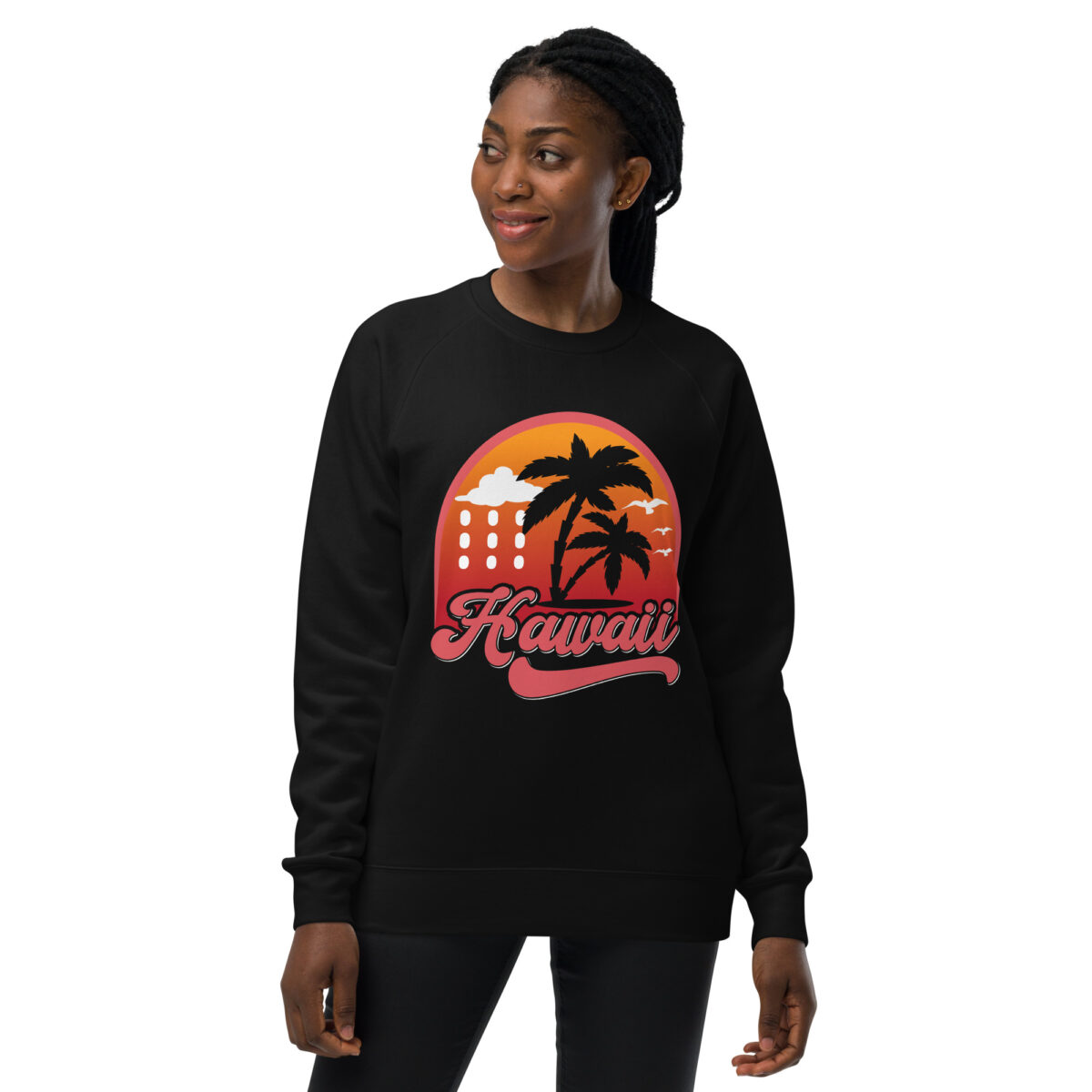 unisex raglan sweatshirt black front 644006c274ff1