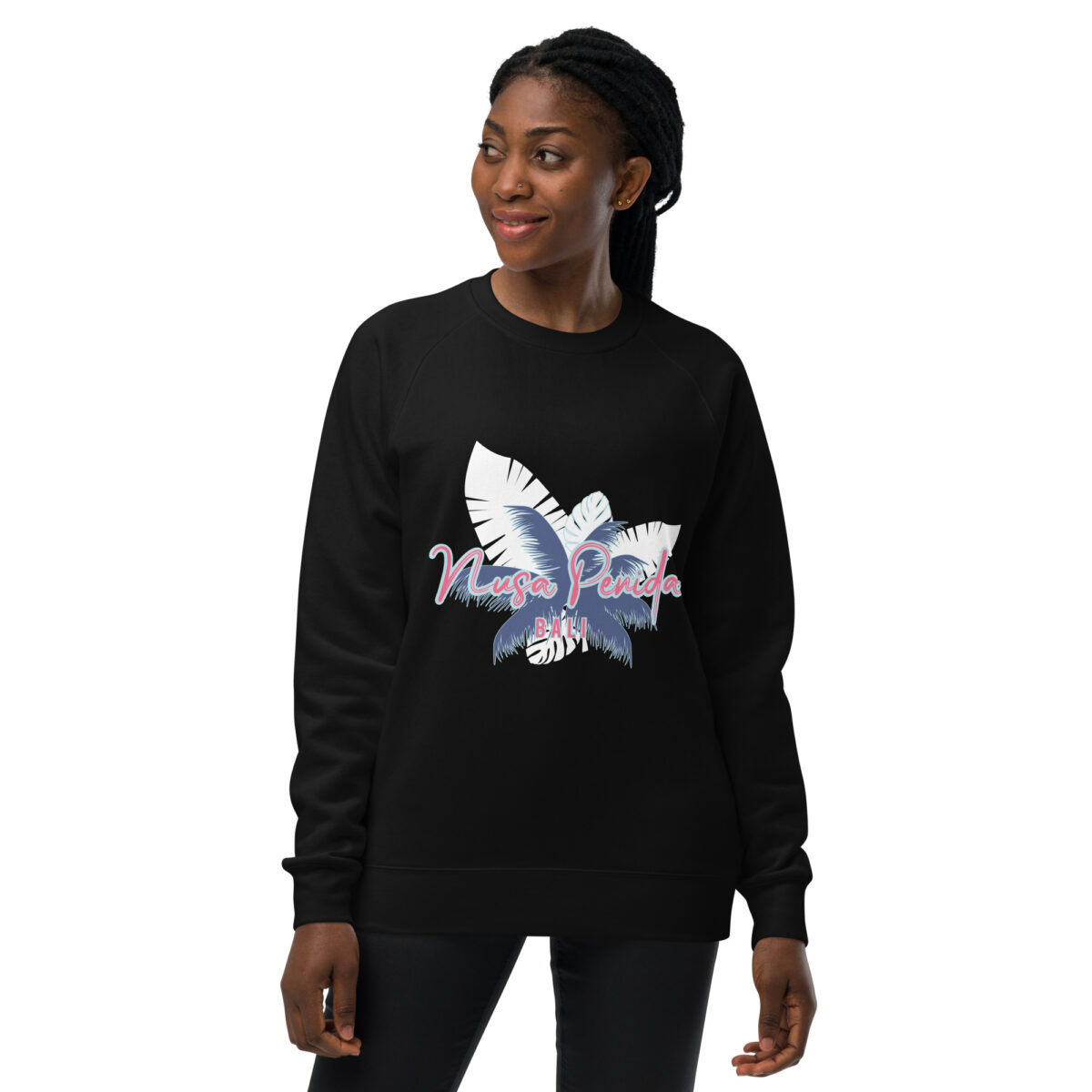 unisex raglan sweatshirt black front 6440188992282