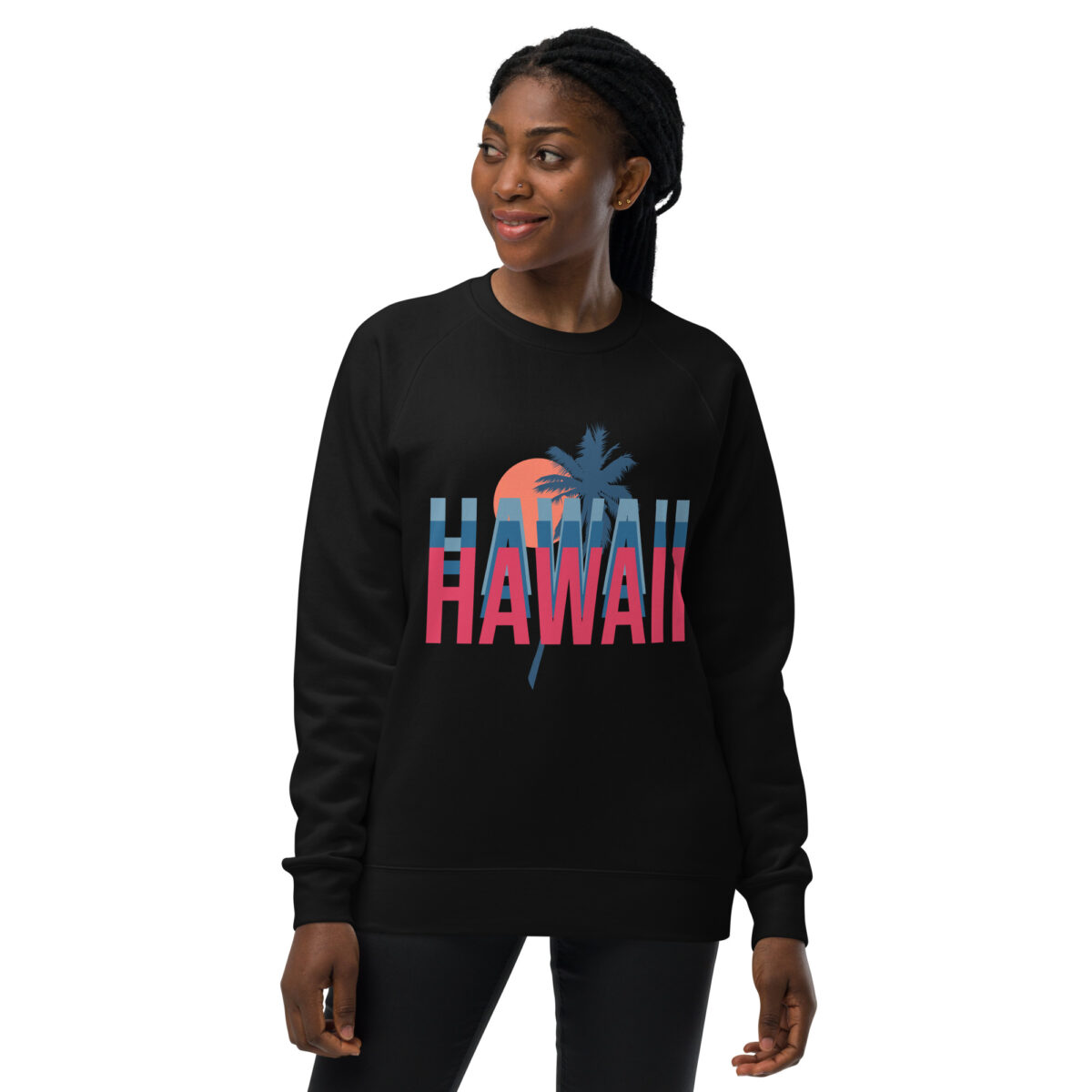 unisex raglan sweatshirt black front 64411c5d3fdc8