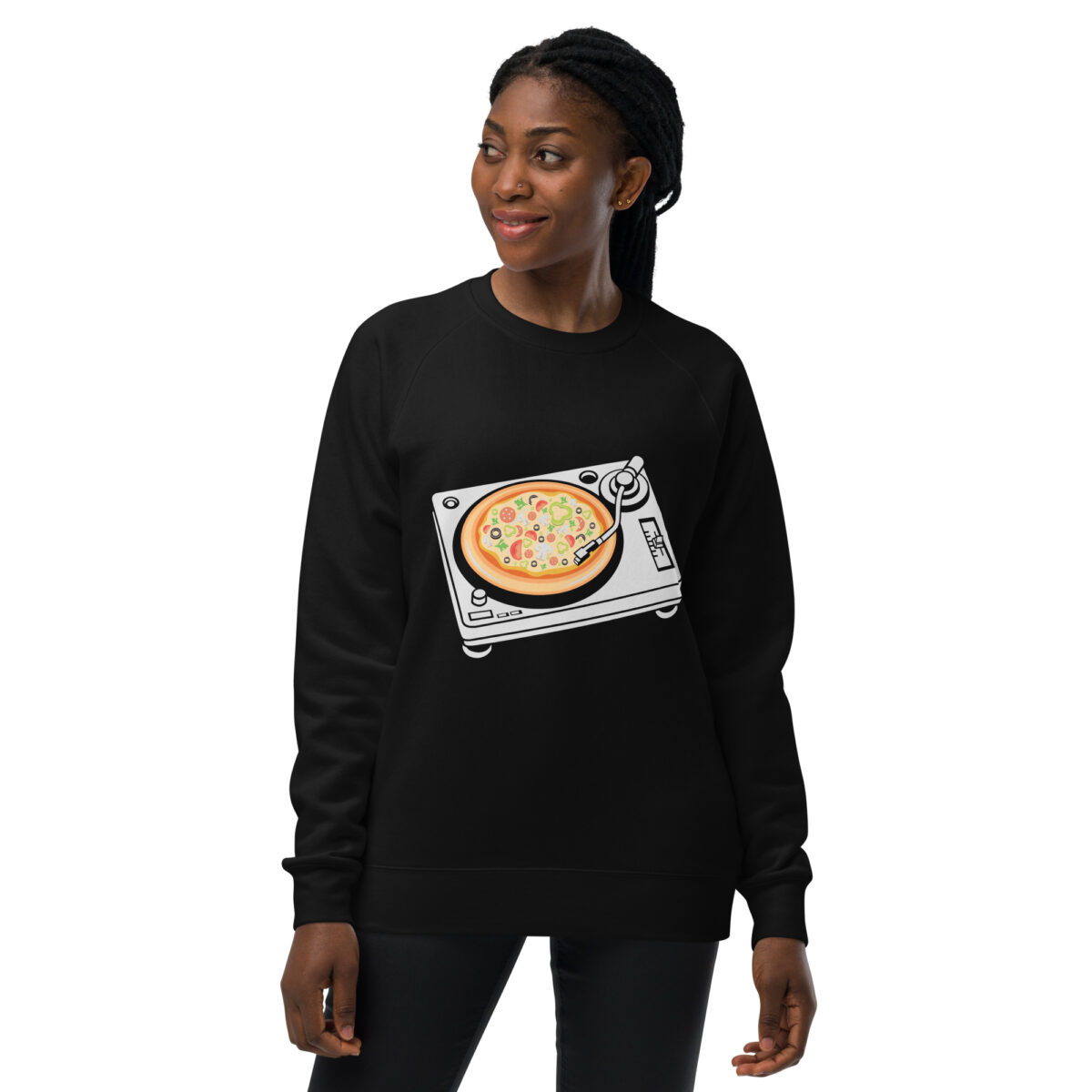 unisex raglan sweatshirt black front 6441379814642