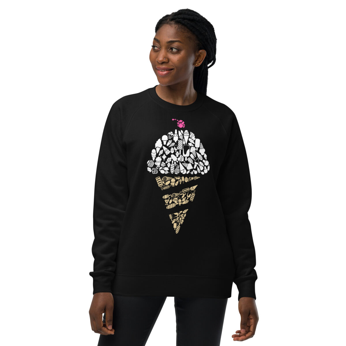 unisex raglan sweatshirt black front 64413d762b0f1