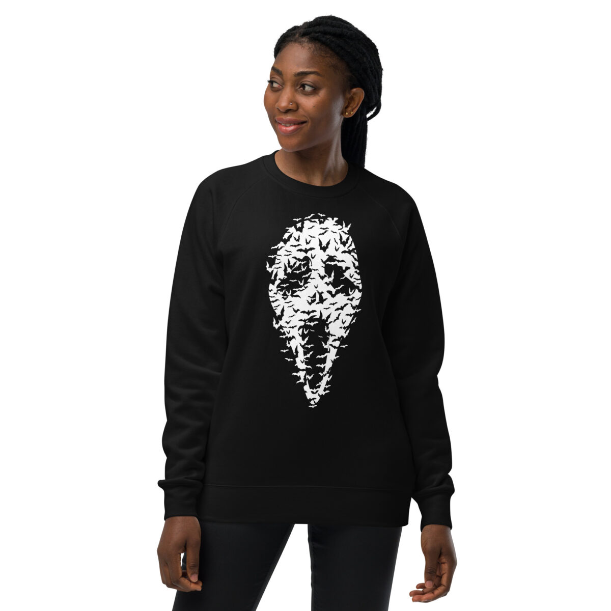 unisex raglan sweatshirt black front 64415d6d5c200