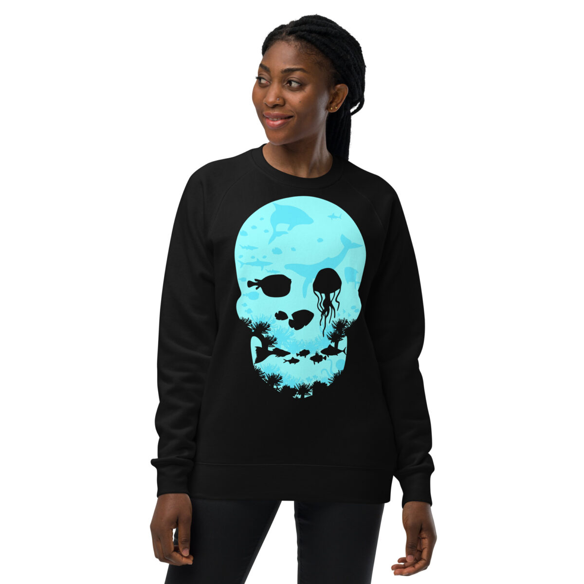 unisex raglan sweatshirt black front 644169dd260fe