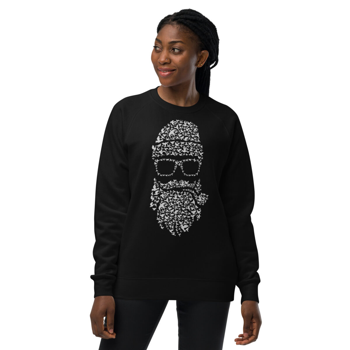 unisex raglan sweatshirt black front 644170e322ac5