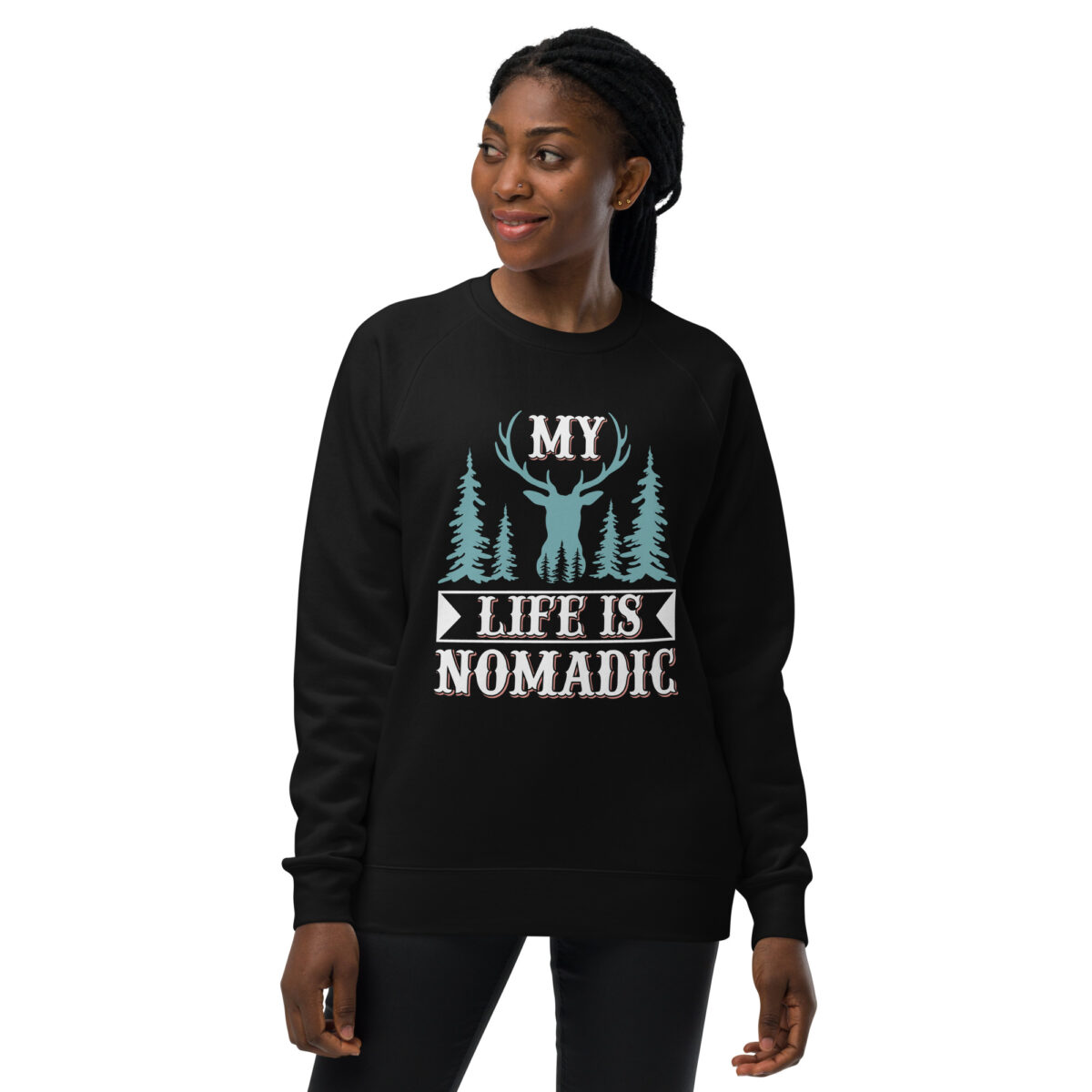 unisex raglan sweatshirt black front 64426d8c3a414