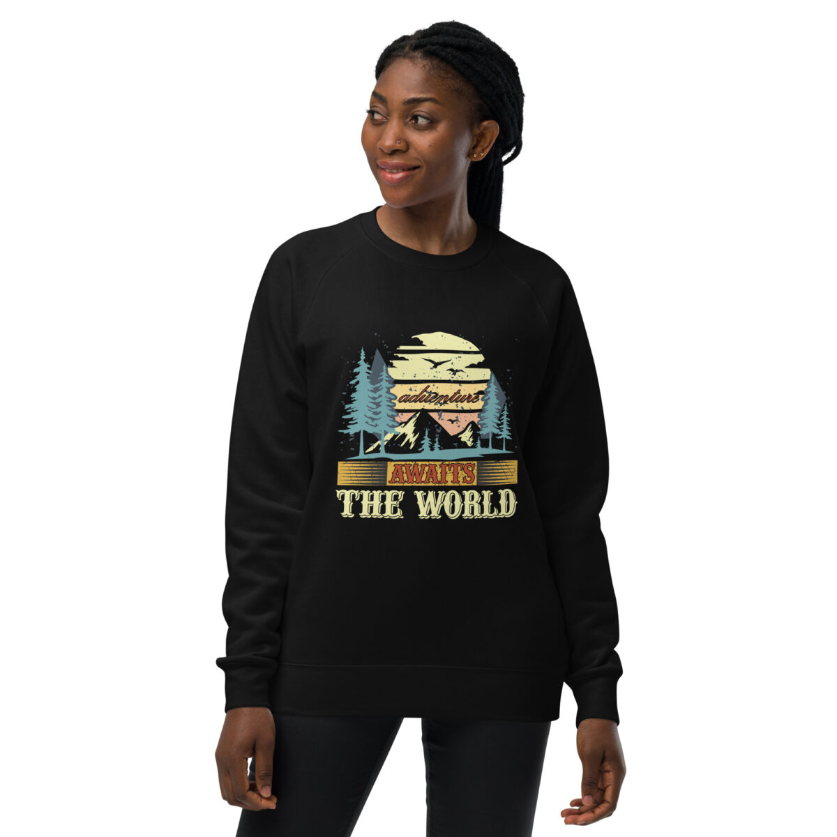 unisex raglan sweatshirt black front 64426f140b9ea