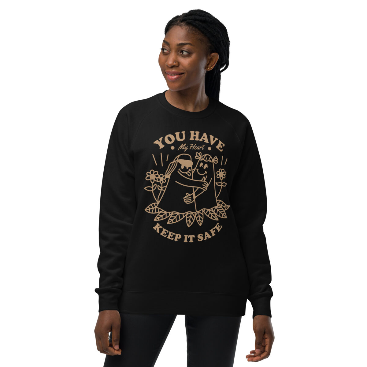 unisex raglan sweatshirt black front 64427664b9b64