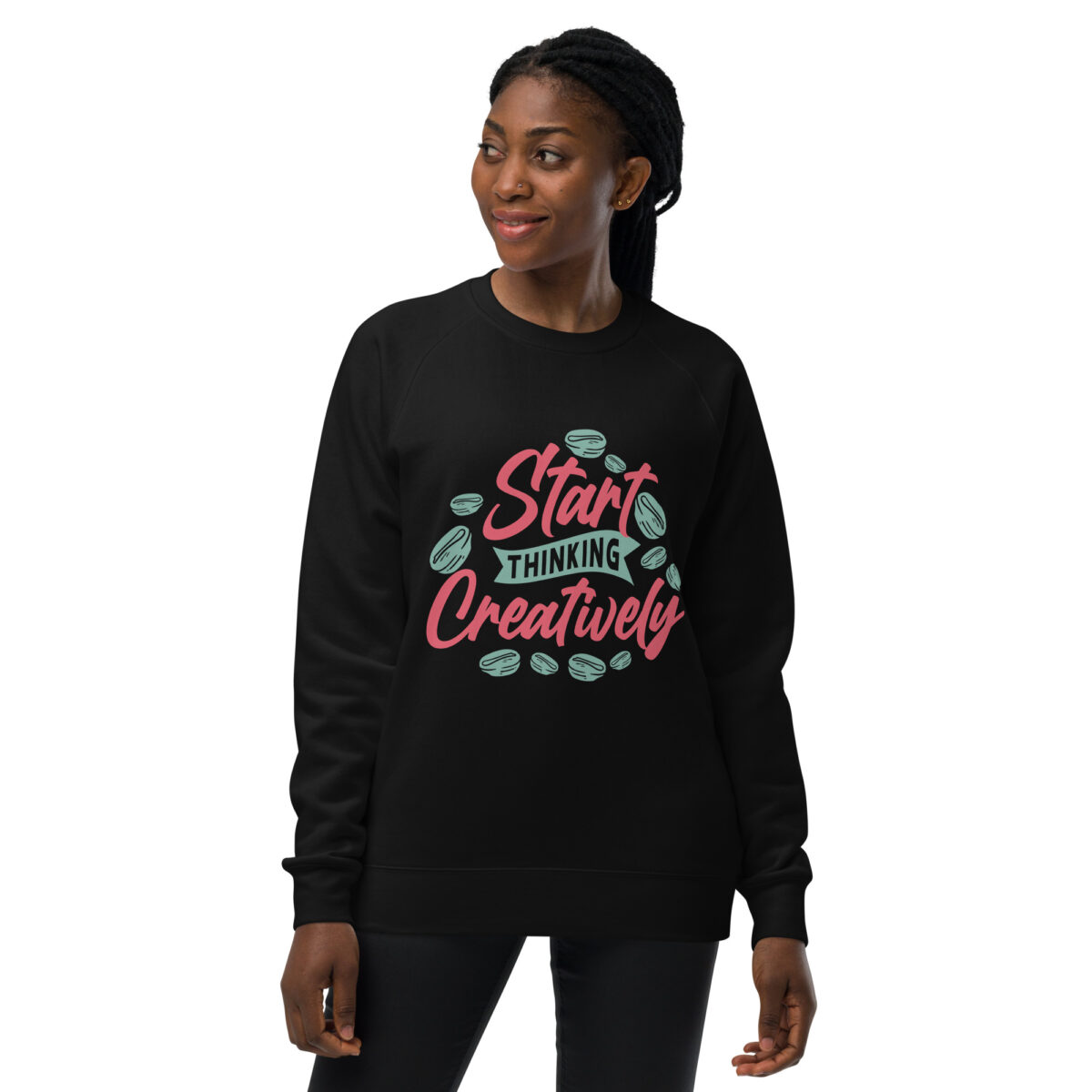 unisex raglan sweatshirt black front 6442af8943999