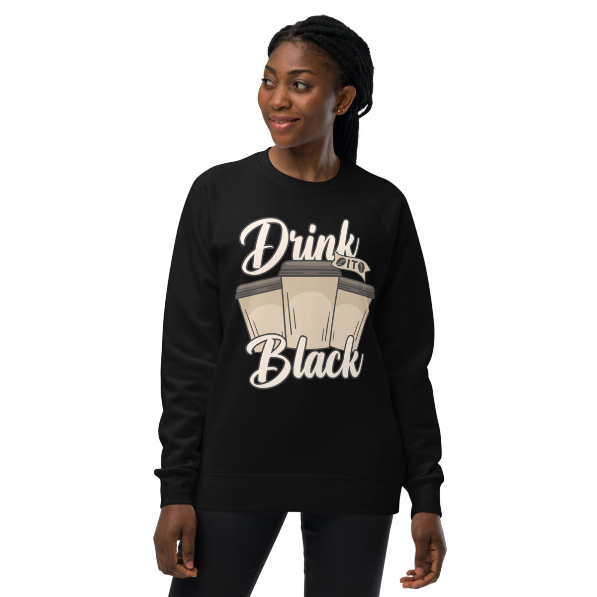 unisex raglan sweatshirt black front 6442b7c8c4364