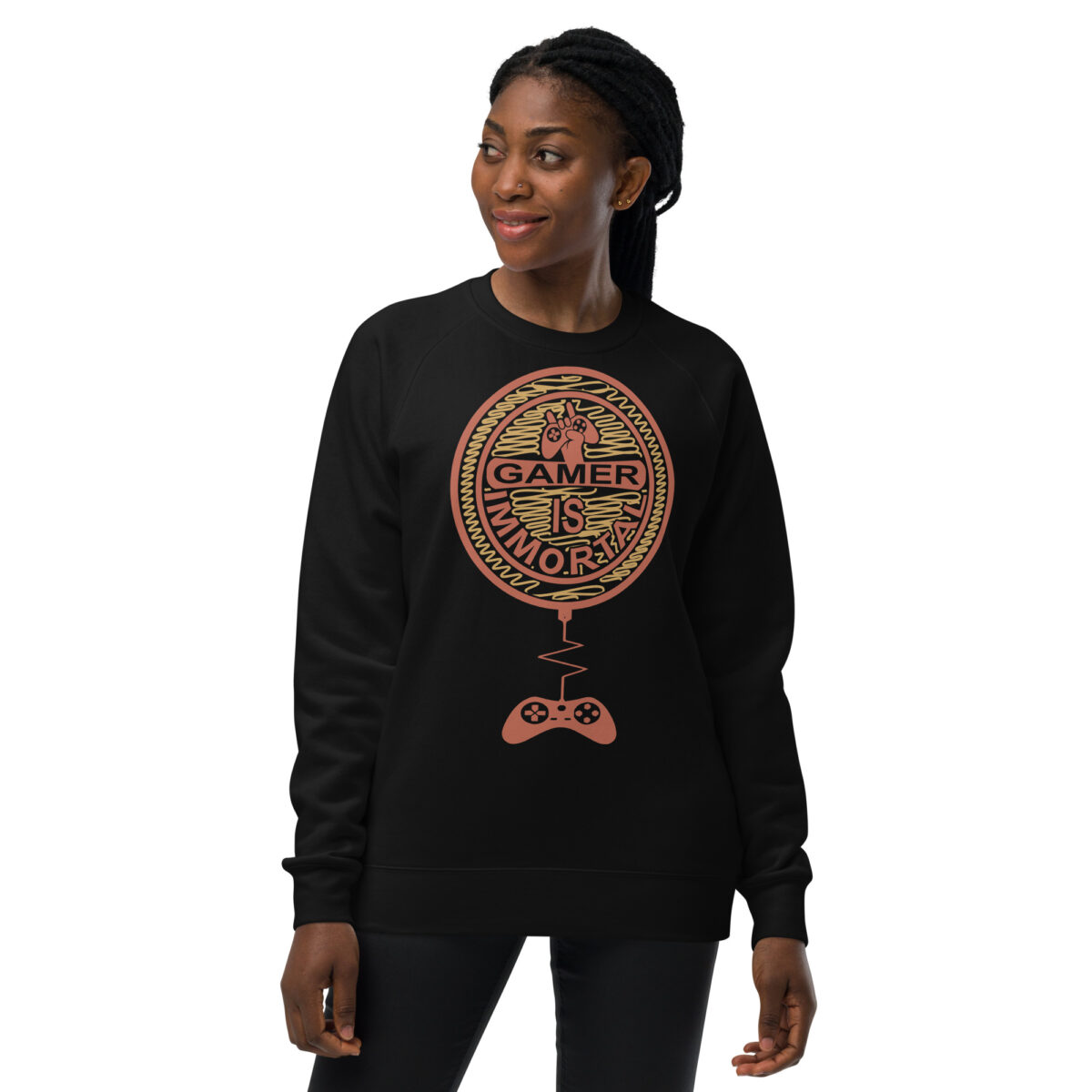 unisex raglan sweatshirt black front 6443c4d643685