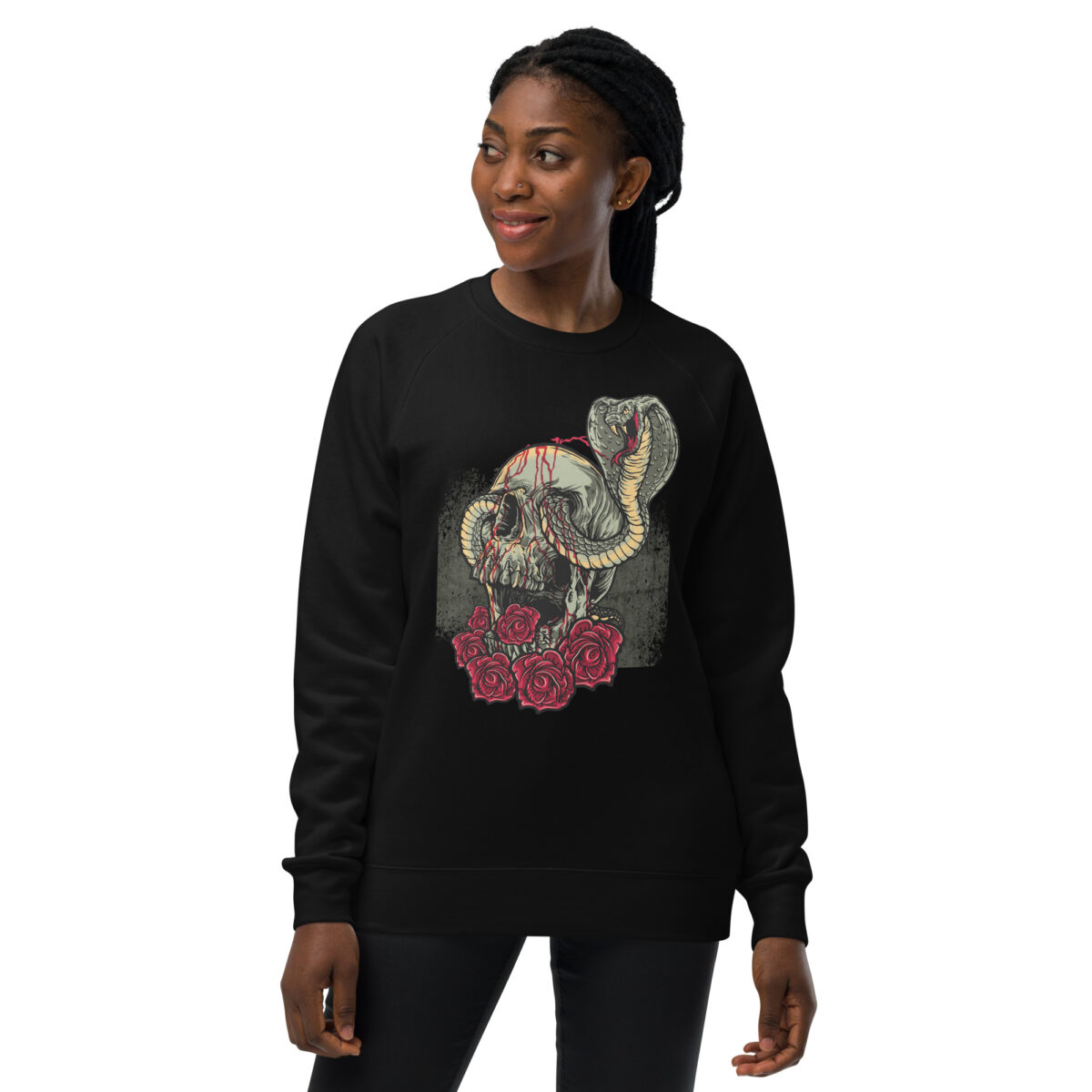 unisex raglan sweatshirt black front 6446580af2373