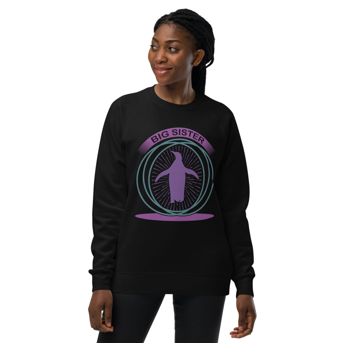 unisex raglan sweatshirt black front 6446af1bc434b