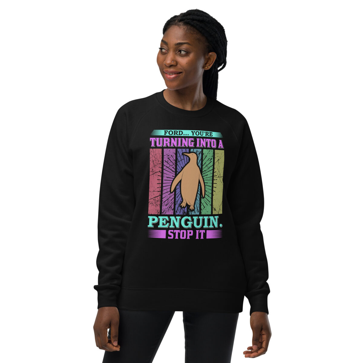 unisex raglan sweatshirt black front 6446c7632696b