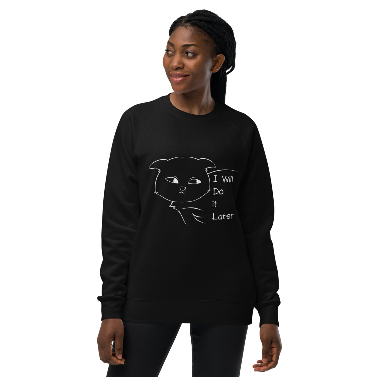 unisex raglan sweatshirt black front 6447b71d268ee